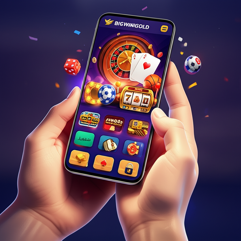 Người dùng trải nghiệm ứng dụng di động bigwingold với các loại hình cá cược đa dạng và chương trình thưởng hấp dẫn.