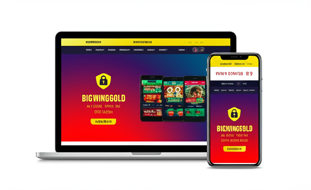 Giao diện website cá cược trực tuyến bigwingold với biểu tượng bảo mật và minh bạch