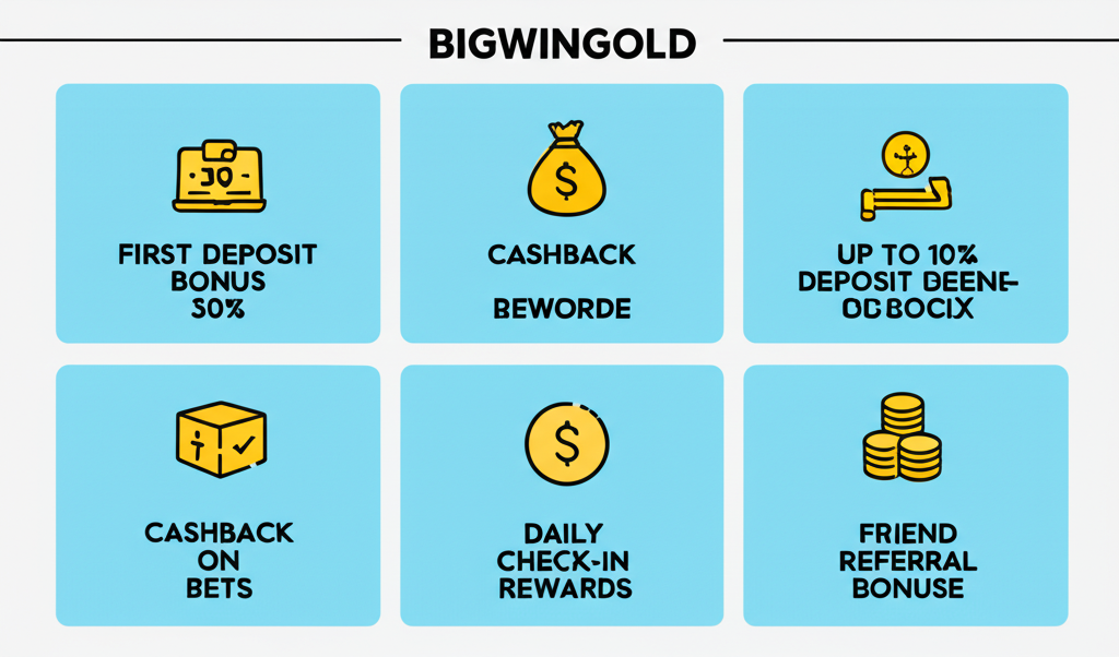 Infographic so sánh các chương trình khuyến mãi nổi bật trên bigwingold với các ưu điểm và điều kiện áp dụng