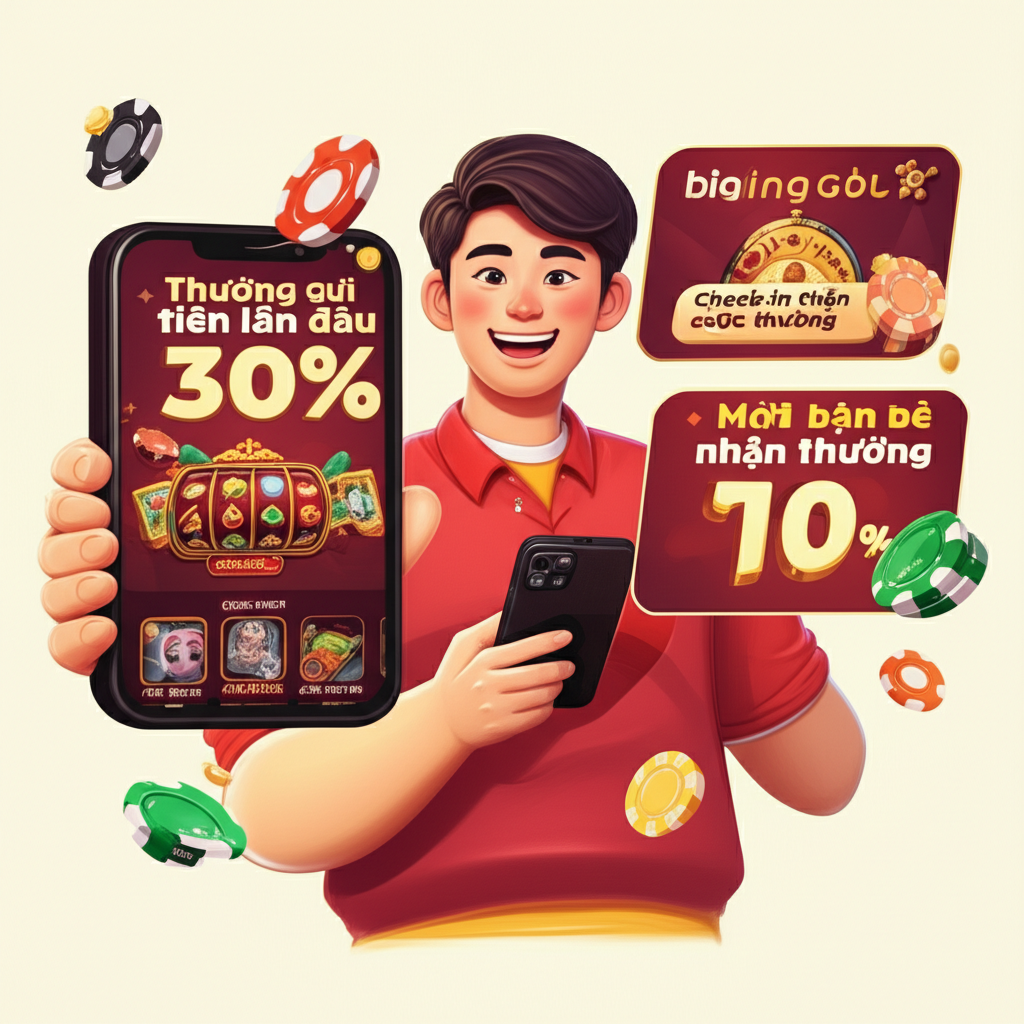 Người dùng trải nghiệm các chương trình khuyến mãi hấp dẫn và nhận thưởng lớn trên ứng dụng bigwingold với nhiều trò chơi đa dạng