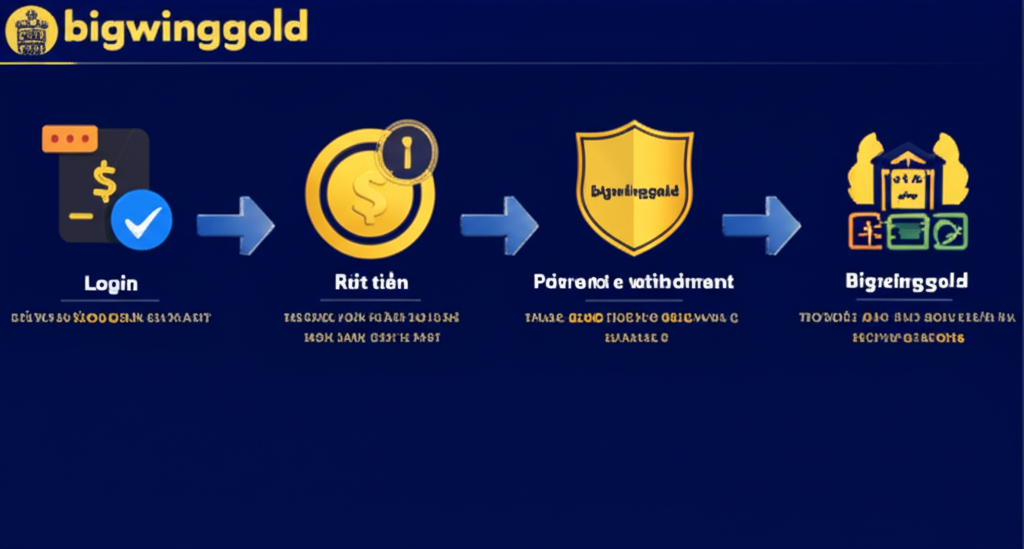 Infographic quy trình rút tiền nhanh chóng và đơn giản trên bigwingold với các bước rõ ràng