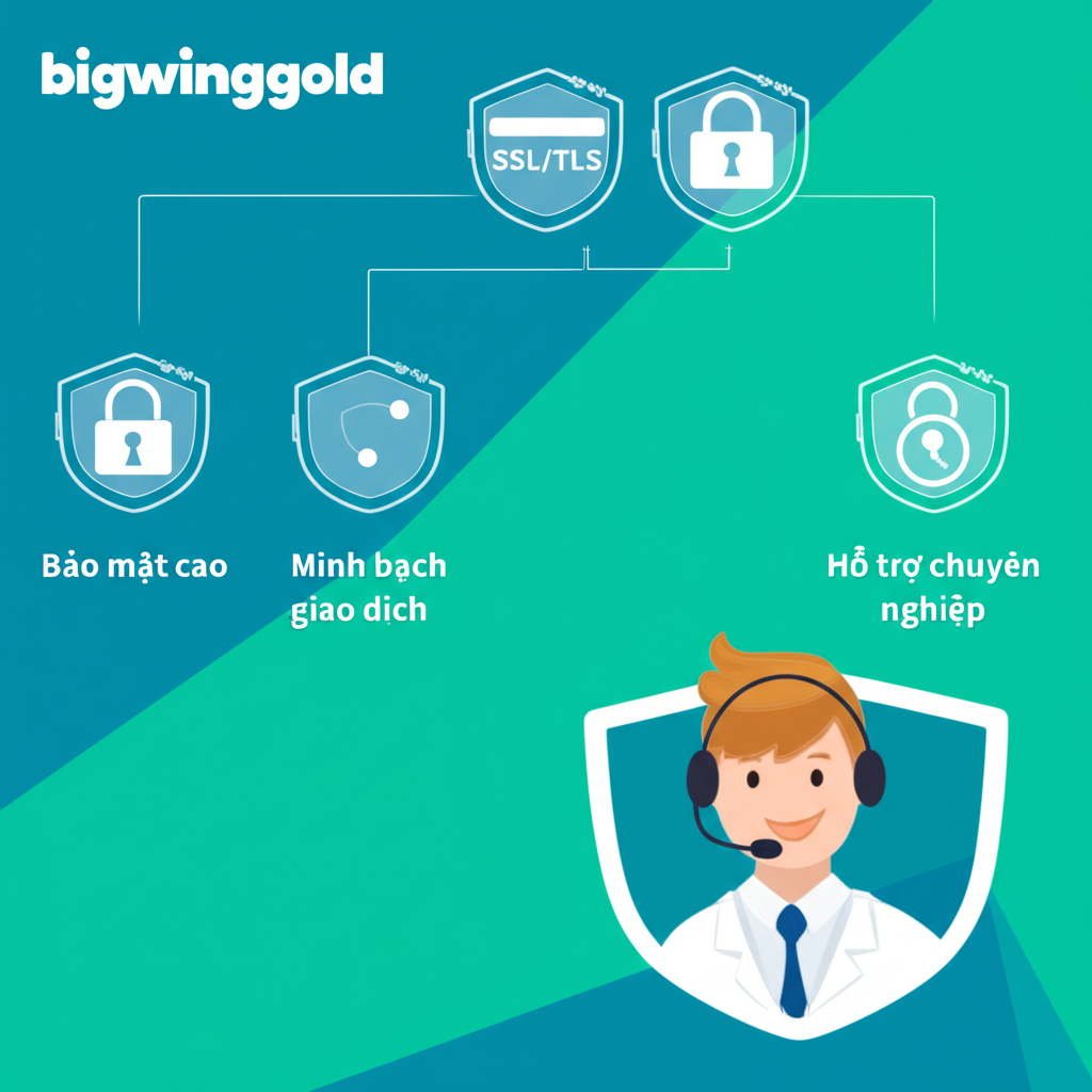 Biểu tượng bảo mật cao, minh bạch giao dịch và đội ngũ hỗ trợ chuyên nghiệp của bigwingold đảm bảo trải nghiệm an toàn cho người dùng