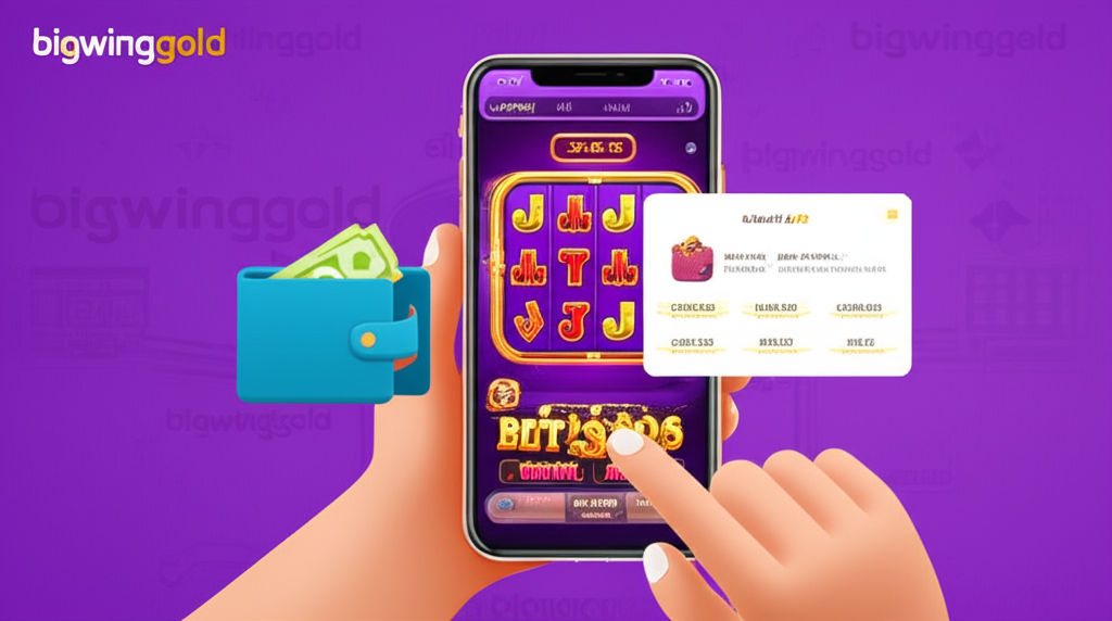 Người chơi đang quản lý vốn và lập kế hoạch cược hiệu quả khi chơi slot trên bigwingold, thể hiện chiến thuật quản lý vốn an toàn.