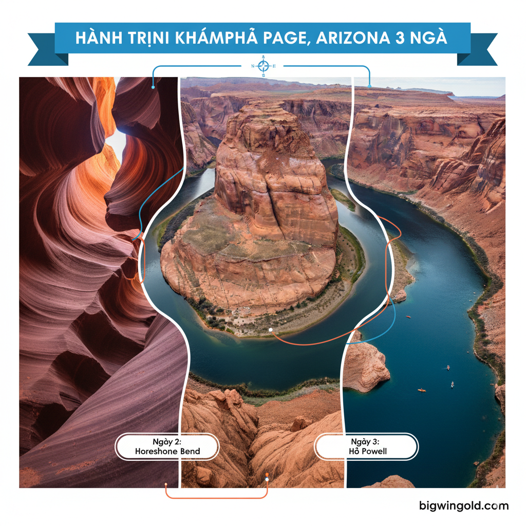 Hình ảnh rộng lớn của Buckskin Gulch - hẻm núi khe dài nhất thế giới, thể hiện 'ưu điểm' của việc không cần tour. Hẻm núi vẫn hẹp và cao nhưng không gian mở hơn. Có thể thấy rõ sự gồ ghề của địa hình và một hoặc hai du khách mang ba lô leo núi (hiking backpack) đang đi bộ một mình. Ánh sáng tự nhiên, ít chùm sáng 'light beams', tập trung vào quy mô và sự tự do. Phong cách ảnh du lịch phiêu lưu, thể hiện sự mạo hiểm và khám phá độc lập.