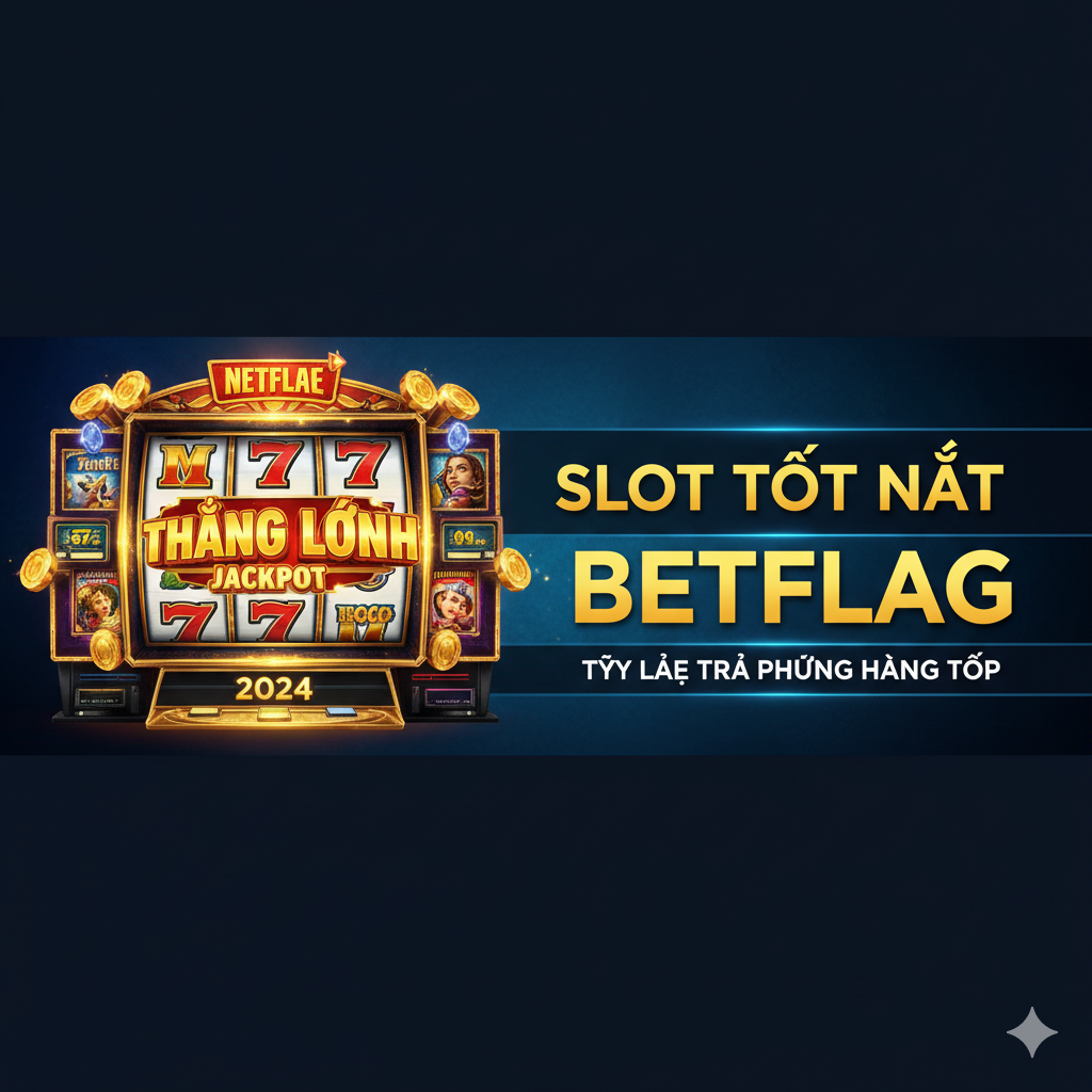 Một醒目且专业的文章封面图,主题是'Migliori Slot Betflag 2024'。主视觉是一个充满活力的老虎机界面(如NetEnt的Mega Joker或Divine Fortune风格),界面上显示着巨额的“BIG WIN”或“JACKPOT”字样。背景采用深蓝色或紫色调,带有金色或霓ọn灯光效,强调奢华和胜利。右侧或中心有一个叠加的越南语标题(或意大利语关键词)'Migliori Slot Betflag',并附带小字'TOP RTP'。整体构图大胆、清晰,色彩饱和度高,吸引眼 cầu。