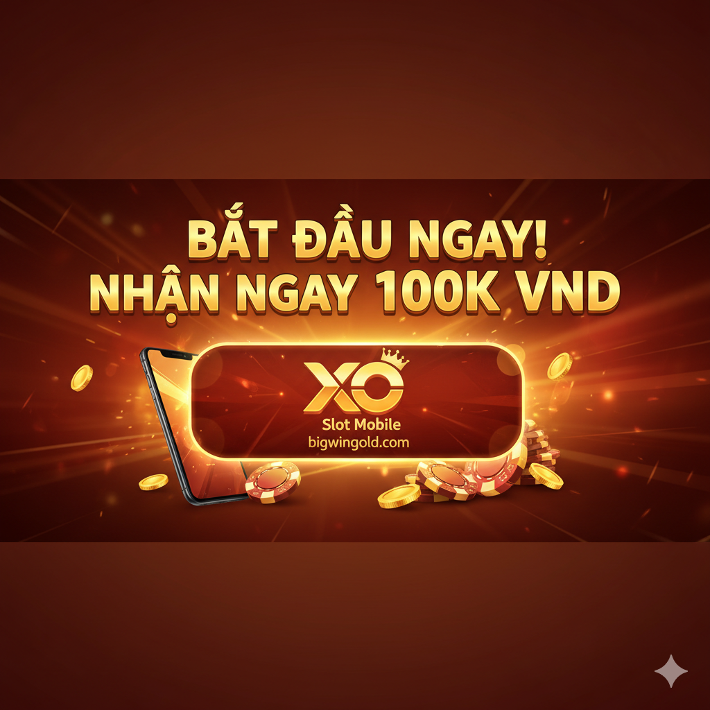 Hình ảnh một chiếc hũ Jackpot lớn lấp lánh với các biểu tượng 100K Độc Quyền, Nạp Rút 5 Phút, và Hỗ Trợ 24/7 xung quanh, làm nổi bật lợi thế độc quyền của bigwingold.com khi chơi XO Slot Mobile
