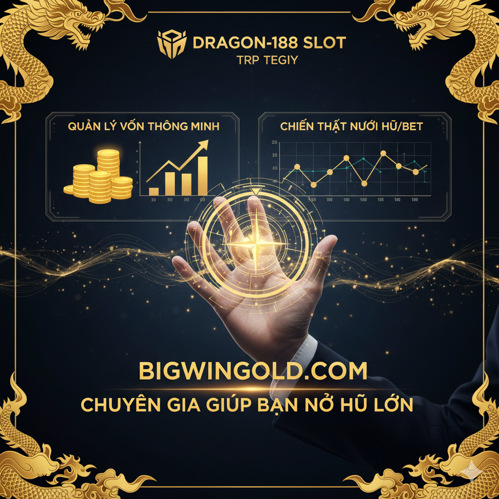总结和强调“Chiến Thuật & Mẹo Chơi”以促进用户的游戏行为。图片主视觉是一个拿着指南针或策略图表的玩家手，在背景的老虎机屏幕上。屏幕上重点显示两个关键信息：“Quản Lý Vốn Thông Minh” (配有钱币堆栈图) 和 “Chiến Thuật Nuôi Hũ/Bet” (配有上下波动的投注曲线图)。风格应是专业的、具有洞察力的，颜色采用深色背景搭配高亮度的文字和图形，传达出“专业技巧助你 Nổ Hũ Lớn”的理念。