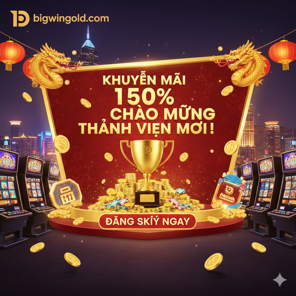 Hình ảnh minh họa các tính năng nổi bật của game Slot Macau. Bố cục chia thành ba ô nhỏ hoặc ba khu vực: 1. Khu vực hiển thị 'Jackpot Lũy Tiến' với một con số khổng lồ (ví dụ: 5.000.000.000 VND) nổi bật. 2. Khu vực hiển thị 'Free Spins' với hiệu ứng động của các vòng quay miễn phí và biểu tượng Wild. 3. Khu vực hiển thị đồ họa chất lượng cao của một tựa game Slot chủ đề Á Đông/Macau cụ thể (ví dụ: một bức tượng Phật Di Lặc hoặc Rồng Vàng). Tổng thể màu sắc rực rỡ, sử dụng hiệu ứng 3D để nhấn mạnh chất lượng đồ họa đỉnh cao (chất lượng cao) mà Bigwingold cung cấp.