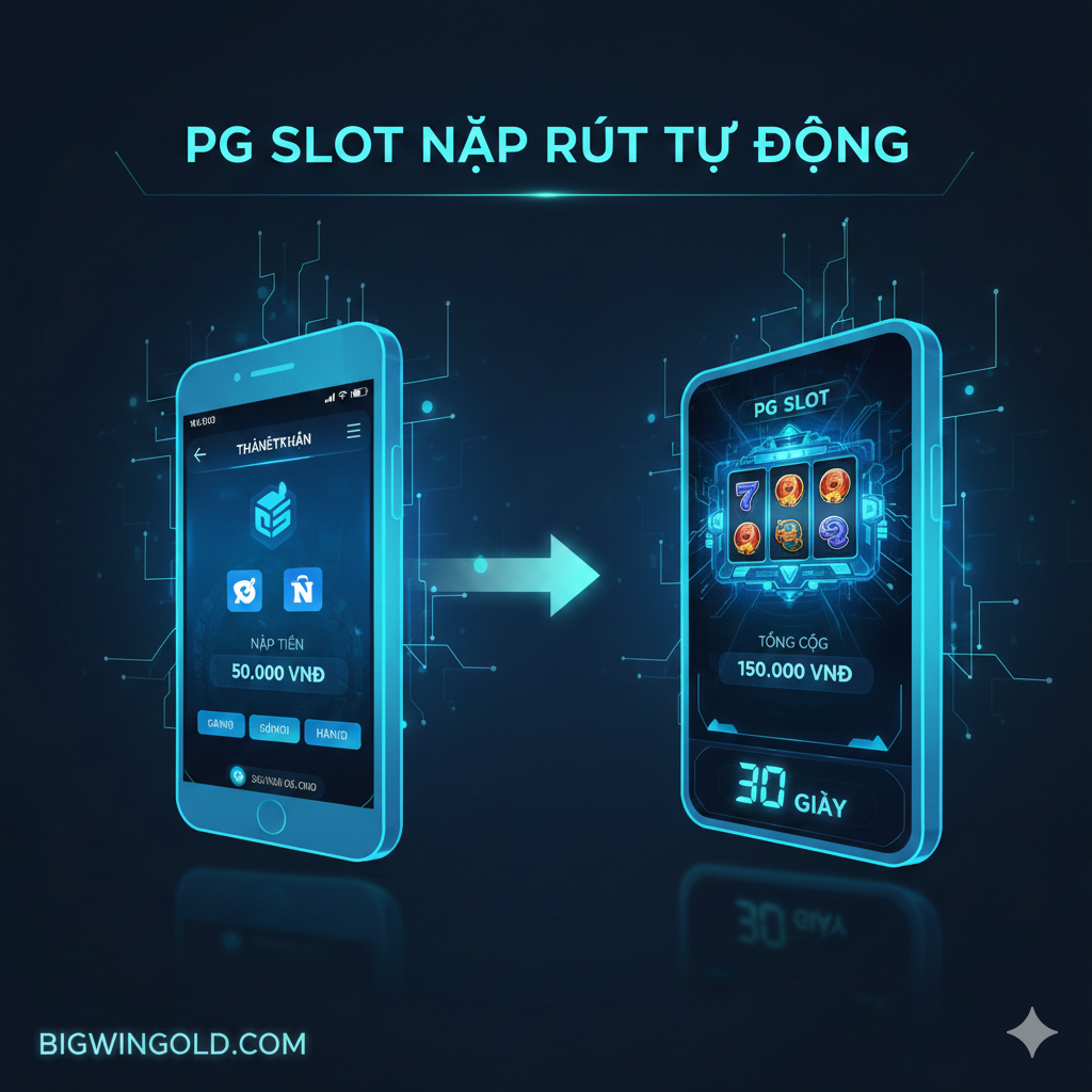 功能图片应着重展示'系统 ฝาก-ถอน Auto ใน 30 วินาที'的便捷性。画面以未来科技感为主,采用蓝色和浅绿色的光线线条。核心元素是两个流程图示:一个代表'ฝากเงิน 50 บาท'的手机屏幕(显示True Wallet或银行App图标),通过一个快速箭头连接到另一个代表'ยอดรวม 150 บาท'的老虎机游戏画面。右下角或角落可以有一个数字计时器,显示'30 วินาที',用以强调速度。整体构图简洁,突出'Auto'和'รวดเร็ว'的概念。