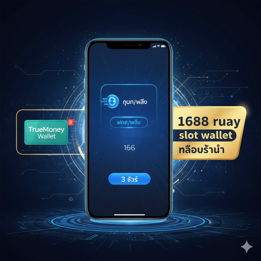 突出“Auto Wallet”และ“True Wallet”ฟังก์ชัน ภาพพื้นหลังสีฟ้า-ทอง หน้าจอมือถือแสดงการโอนเงินที่รวดเร็ว (ฝาก/ถอน) พร้อมสัญลักษณ์ “3 วินาที” และโลโก้ TrueMoney Wallet