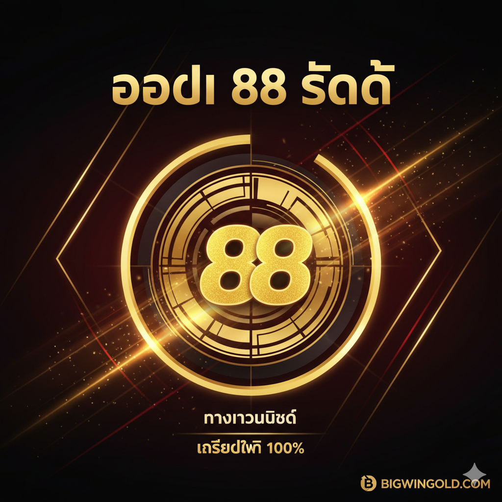 ออกแบบให้เป็นรูปภาพปกที่หรูหราพร้อมตราสัญลักษณ์ Audi 88 Slot และโลโก้ BIGWINGOLD เน้นย้ำคำว่า 'ทางเข้ามือถือ' และ 'เครดิตฟรี 100%'