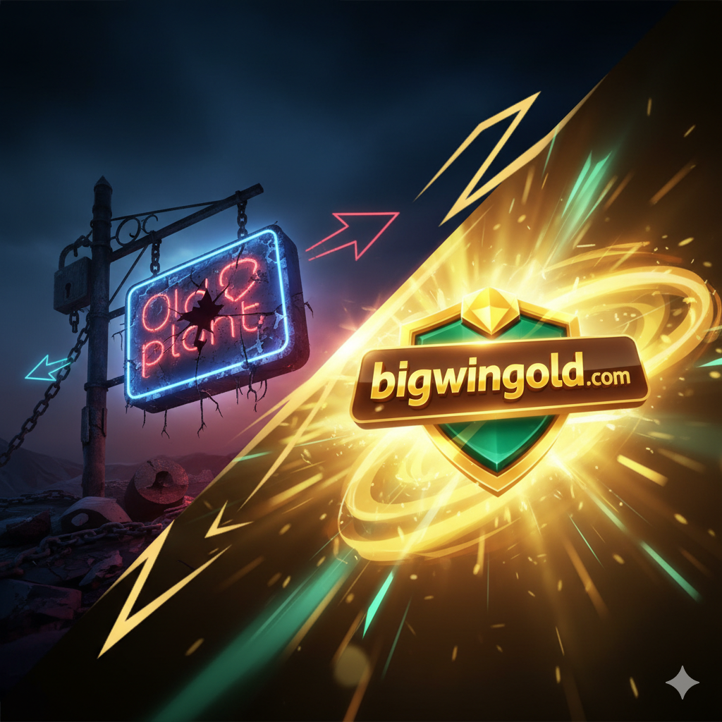 ออกแบบมาเพื่อแสดงให้เห็นภาพหน้าปกที่ดึงดูดใจ โดยมีธีม “เปลี่ยนจาก Dr Slot Sign In เป็น bigwingold.com” องค์ประกอบหลักคือป้ายสัญลักษณ์เก่า แตก หรือล็อกที่มีคำว่า “Dr Slot Login” ซึ่งตัดกันอย่างชัดเจนกับป้าย “bigwingold.com” ที่ทันสมัย ส่องแสงสีทอง