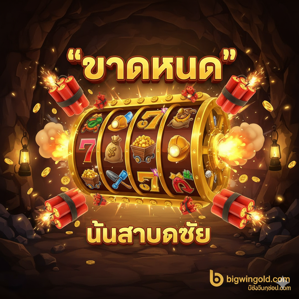 ภาพเน้นคุณสมบัติหลักของเกม โดยเฉพาะฟีเจอร์ Free Spins และ Expanding Wilds โทนสีสว่างและมีพลังงานสูง แสดงหน้าจอเกมสล็อตที่กำลังเข้าสู่โหมดโบนัส 'Free Spins' โดยมีสัญลักษณ์แท่งไดนาไมต์ (Dynamite) สามแท่งขึ้นไปปรากฏอยู่บนวงล้อ พร้อมแสงสีทองส่องสว่างออกมาจากสัญลักษณ์นั้น ๆ อาจเพิ่มไอคอนของรางวัลใหญ่ (Jackpot) หรือถุงใส่ทอง (Gold Bag) เข้ามาในภาพเพื่อสื่อถึงการจ่ายเงินรางวัลที่สูง จัดองค์ประกอบให้ดูเคลื่อนไหวและเต็มไปด้วยชัยชนะ