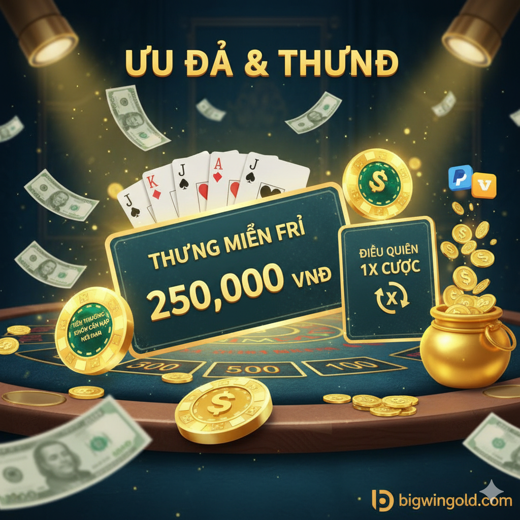 Ảnh minh họa ưu điểm và các ưu đãi tiền thưởng, đặc biệt là 'No-Deposit Bonus' và '1x Wagering Requirement'. Hình ảnh tập trung vào các thẻ/coupon/chip poker ảo với các ưu đãi như '$25 FREE' hoặc '1x Wager' nổi bật, đặt trên một nền bàn chơi casino sang trọng. Sử dụng hình ảnh tiền mặt ảo/thực đang bay hoặc được gửi qua các biểu tượng ví điện tử (PayPal/Venmo) để minh họa cho tốc độ giao dịch và tiền thưởng dễ rút. Hình ảnh nên có cảm giác về một giao dịch/khoản tiền thưởng giá trị cao, dễ dàng nhận được.