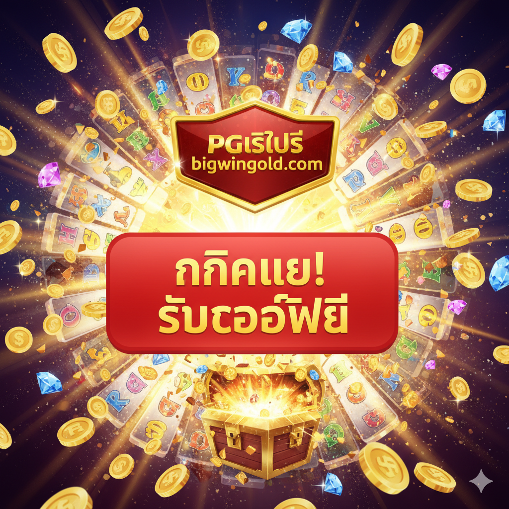 ภาพ Call to Action ที่มีปุ่ม 'คลิกเลย! รับโค้ดฟรี' ขนาดใหญ่และสว่างไสวอยู่ตรงกลาง ฉากหลังเป็นเกม PG Slot ที่มีการระเบิดของรางวัลและเหรียญทอง