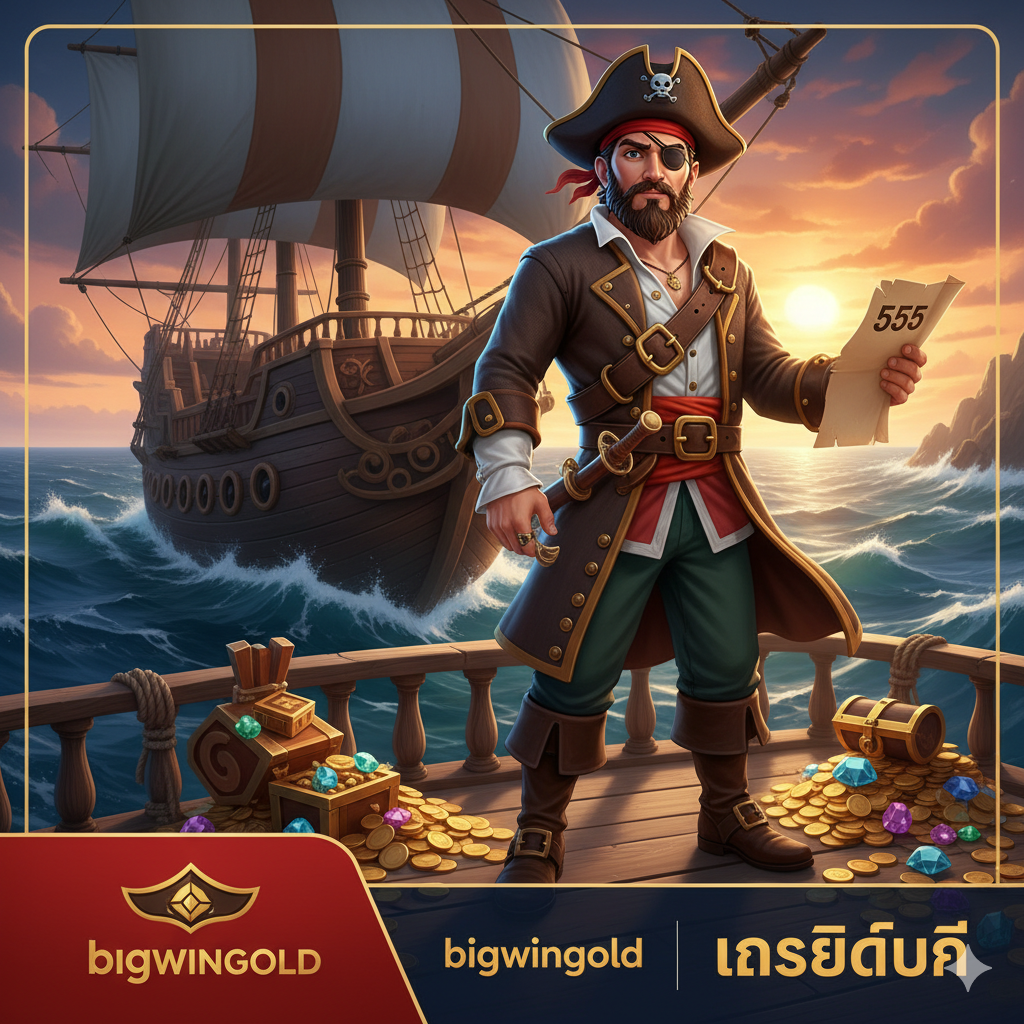 ภาพหน้าปกเกม Pirate 555 Slot โจรสลัดพร้อมแผนที่ 555 และโลโก้ bigwingold