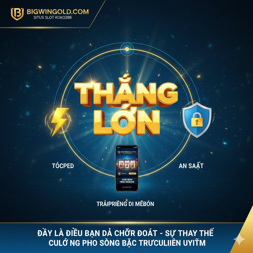 Một bức ảnh tóm tắt, nhằm củng cố kết luận Bigwingold là “Trải nghiệm Slot Game hoàn hảo”. Hình ảnh được sắp xếp ở trung tâm, với từ “Win” hoặc “Jackpot” 3D lớn, hấp dẫn ở giữa, được bao quanh bởi các yếu tố tượng trưng cho tốc độ, an toàn và di động. Ví dụ, xung quanh có biểu tượng tia sét (tốc độ), biểu tượng khiên (an toàn) và biểu tượng điện thoại di động hiển thị giao diện Bigwingold App (trải nghiệm di động). Màu sắc tổng thể tươi sáng, sử dụng màu vàng kim và màu xanh bão hòa cao, truyền đạt bầu không khí tích cực, đáng tin cậy và khuyến khích hành động ngay lập tức. Nhấn mạnh kết luận cuối cùng: đây là sự thay thế cuối cùng cho “situs slot uy tín” mà bạn đang chờ đợi.